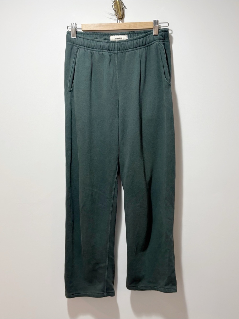 Buck Mason Green Sweatpants Straight Leg Size XS Vintage Interloop Sweatpants
